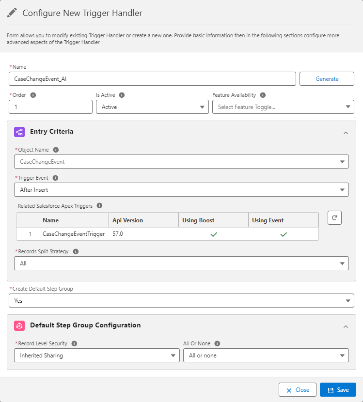 Configure New Insert Trigger