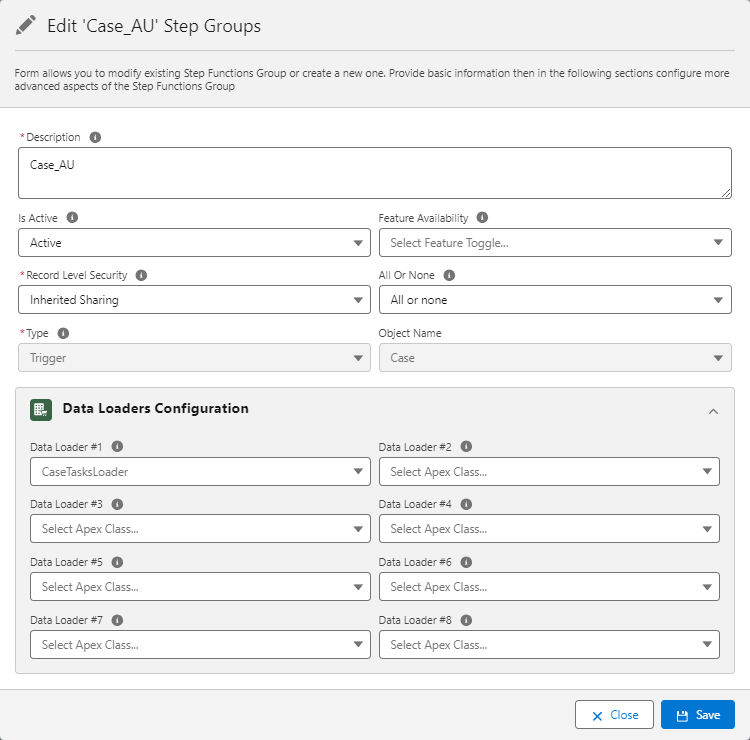 Data Loaders Configuration in Group