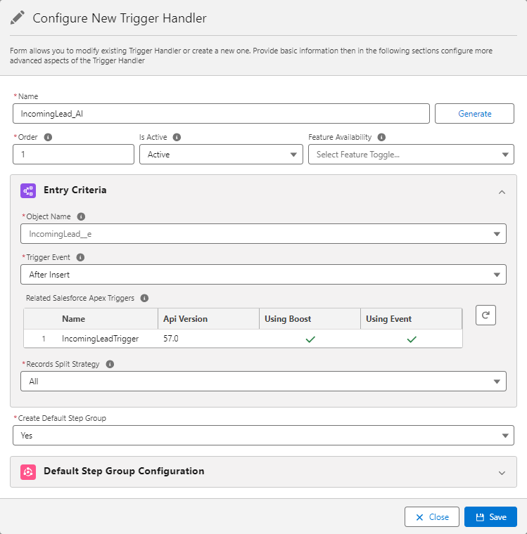 Configure New Trigger