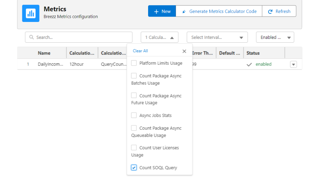 Metrics Filter