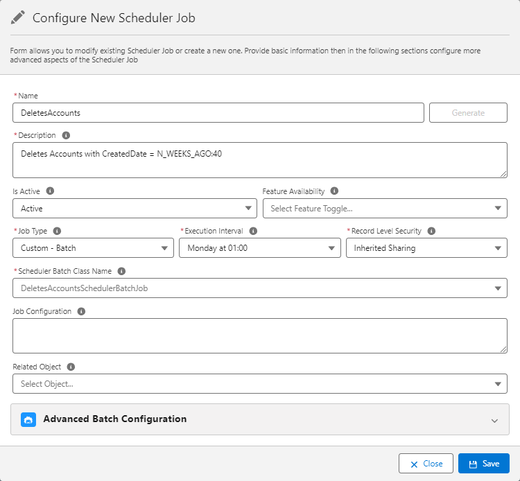 DeletesAccountsSchedulerBatchJob Scheduler