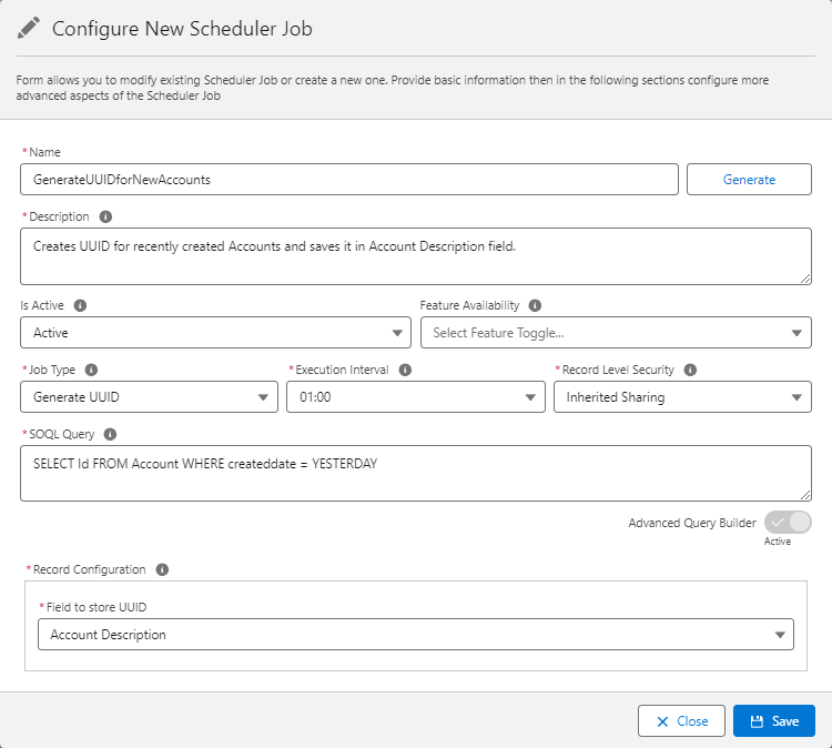 Generate UUID Scheduler Job