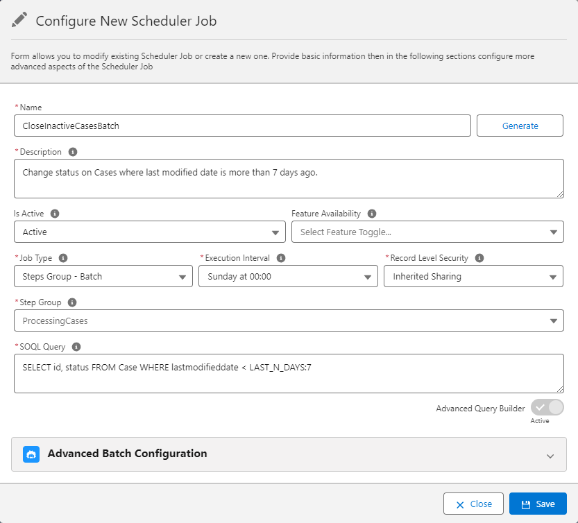 Configure Scheduler Job Batch