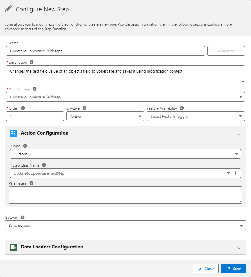 Configure New Step with Modification