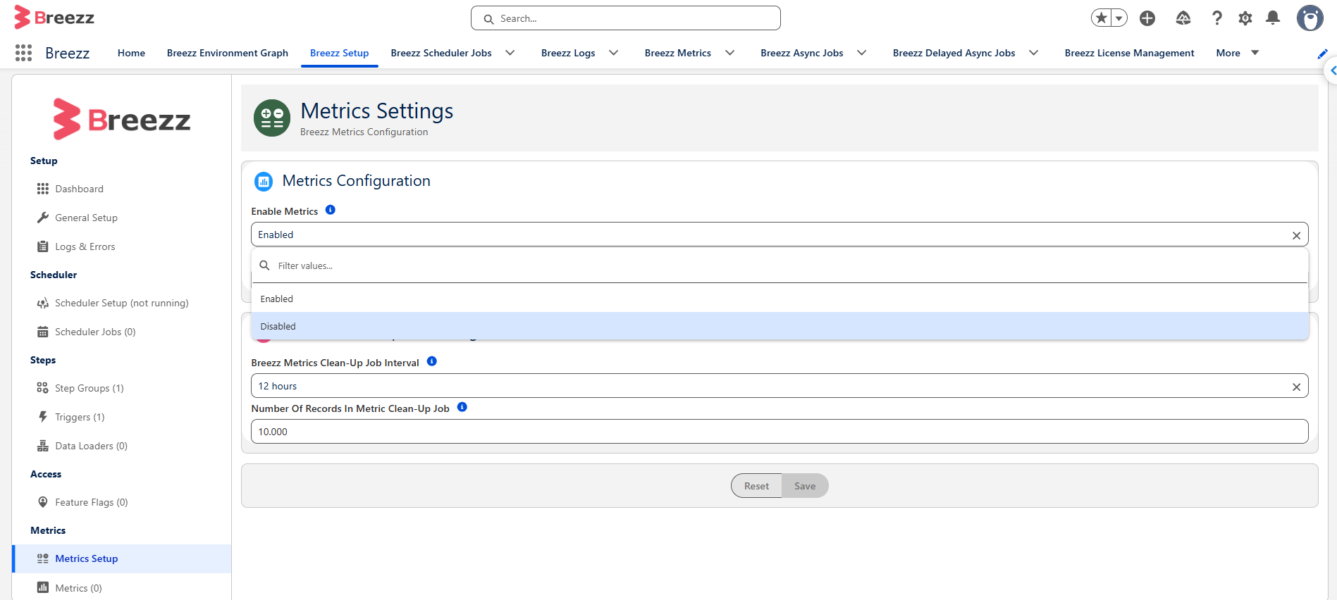 Breezz Metrics Setup