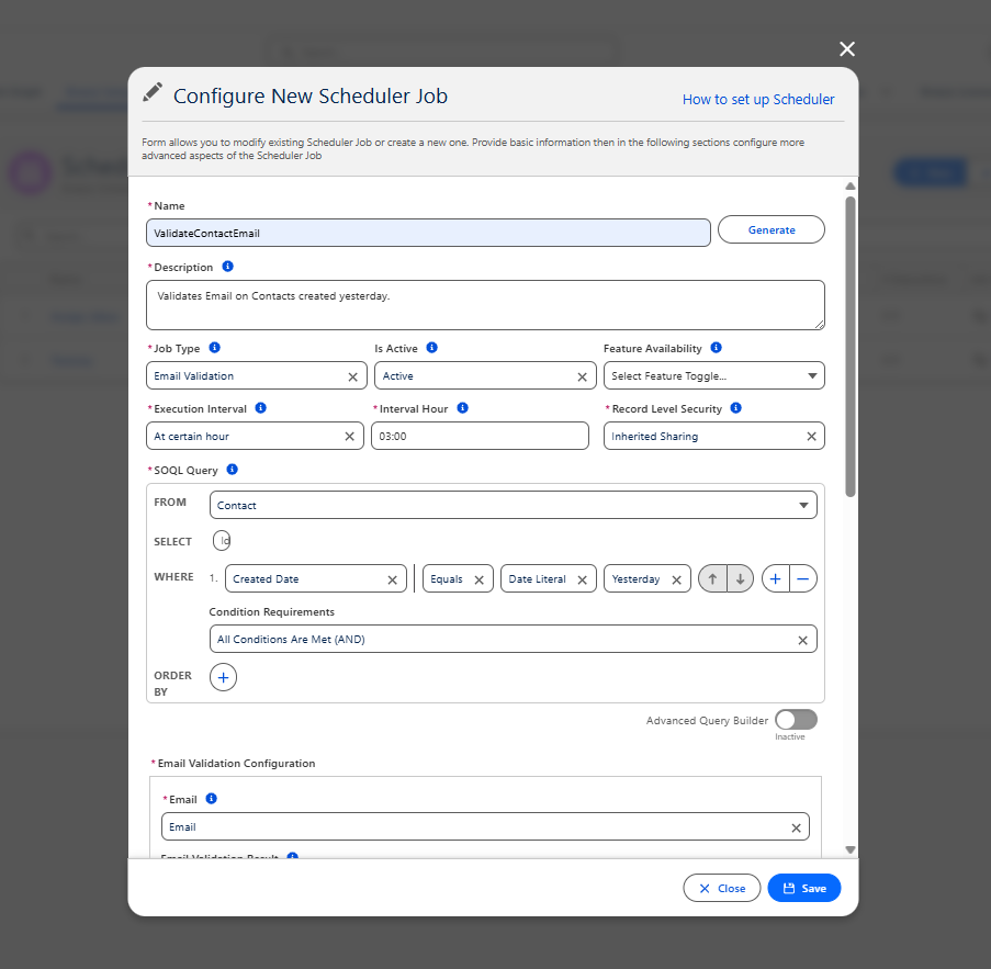 Email Validation Scheduler Job