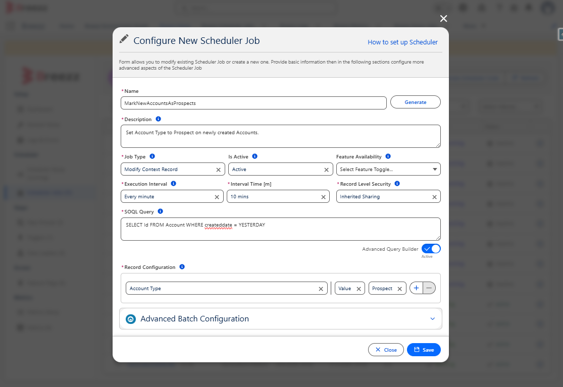 Modify Context Record Scheduler Job