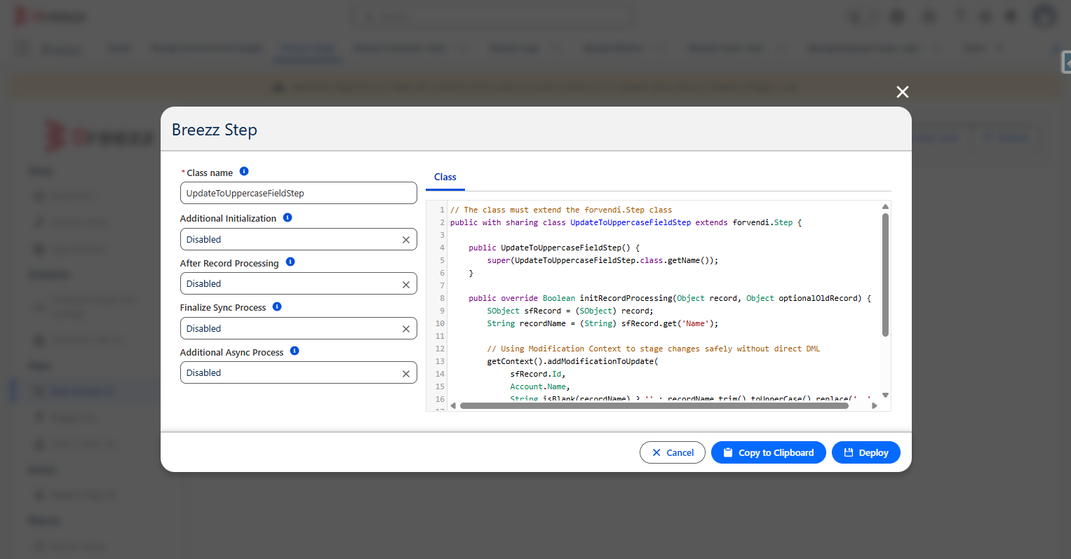 Configure New Step with Modification